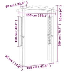 Greatstore Vrtni obok 150x50x220 cm lesen