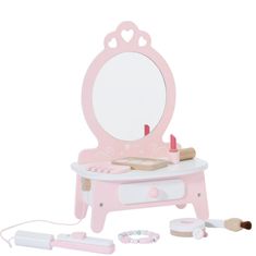 Classic world Lesena toaletna mizica za dekleta z ogledalom + 11 dodatkov