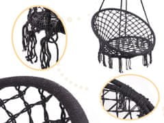 Aga Gugalni stol Nest z naslonom 80 cm z blazinami črna