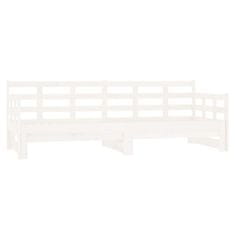 Vidaxl Izvlečna dnevna postelja bela trdna borovina 2x(90x200) cm