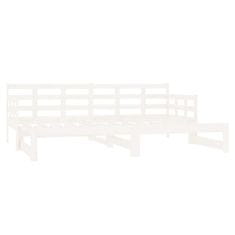 Vidaxl Izvlečna dnevna postelja bela trdna borovina 2x(90x200) cm