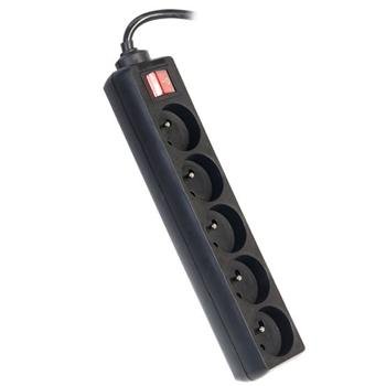 PremiumCord Podaljševalni kabel 230V 5m 5 vtičnic + stikalo, črn
