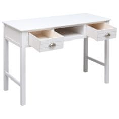 Vidaxl Pisalna miza bela 108x45x76 cm trden les pavlovnije