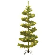 Vidaxl Umetna osvetljena novoletna jelka z loncem zelena 150 cm