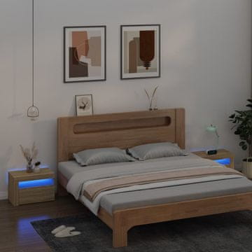 Vidaxl vidaXL Nočne omarice z LED osvetlitvijo, komplet 2 kosov, hrast sonoma, 60x35x40 cm