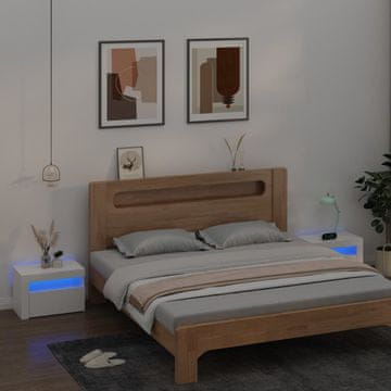 Vidaxl vidaXL Nočne omarice z LED osvetlitvijo, komplet 2 kosov, bele, 60x35x40 cm