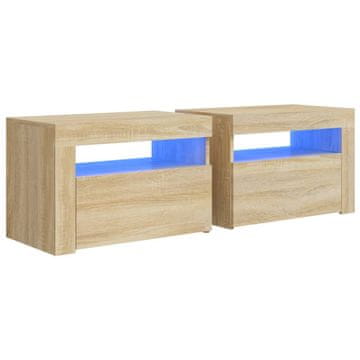 Vidaxl Nočna omarica 2 kosa z LED lučkami 60x35x40 cm