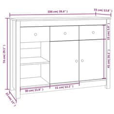 Vidaxl Komoda medeno rjava 100x35x74 cm trdna borovina