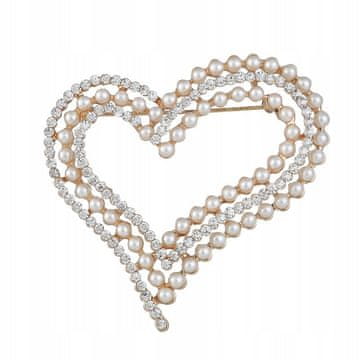 shumee Broška PINETS v obliki srca z biseri in cirkoni