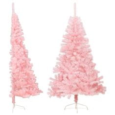 shumee vidaXL Umetna polovična novoletna jelka s stojalom roza 150 cm PVC