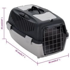 Vidaxl Transporter za male živali siv in črn 55x36x35 cm PP