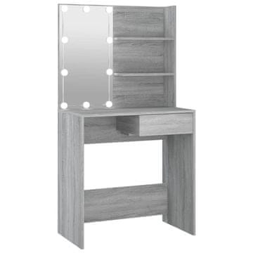 Vidaxl Toaletna mizica z LED lučkami siva sonoma 74,5x40x141 cm