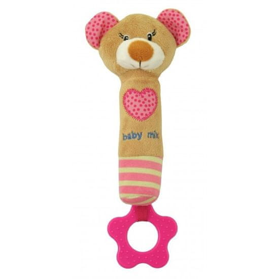 Baby Mix BABY-MIX otroška piskajoča plišasta igrača z grizalom medvedka