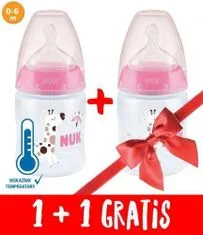 Nuk NUK First Choice otroška steklenička z regulacijo temperature 150 ml, 0-6m - roza