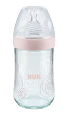 Nuk NUK steklena otroška steklenička Natural sense z regulacijo temperature 240ml, 0-6m