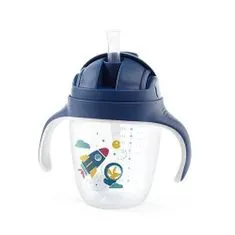 BABY ONO BABY-ONO Nezlivna skodelica s slamico 240 ml - modra