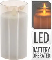HOMESTYLING LED steklena sveča 7,5 x 15 cm toplo bela KO-XX8113850