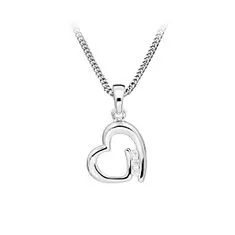 Silver Cat Romantična srebrna ogrlica s srcem SC477 (verižica, obesek)
