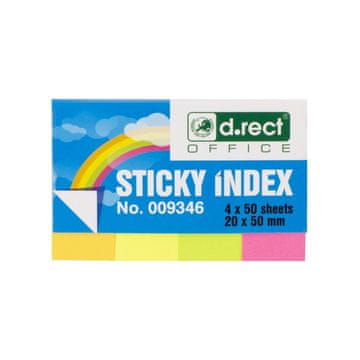 D.RECT Papirnati indeksni zavihki 20x50mm 4x50kos škatla 24kos