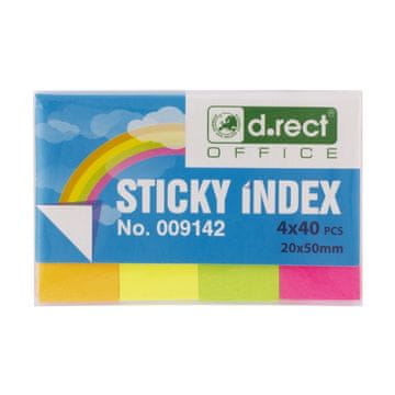 D.RECT Papirnati indeksni zavihki 20x50mm 4x40kos škatla 24kos