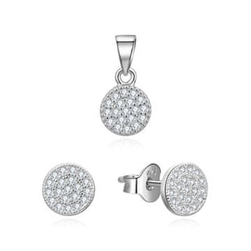 Beneto Komplet srebrnega nakita s prozornimi cirkoni AGSET358 (obesek, uhani)