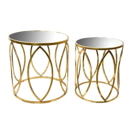 DKD Home Decor Komplet 2 miz DKD Home Decor Golden Metal (2 kosa) (40 x 40 x 47 cm) (51 x 51 x 51 cm)