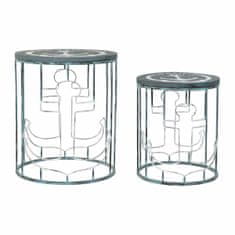 DKD Home Decor Komplet 2 majhnih mizic DKD Home Decor Modra Bela 50 x 50 x 60 cm