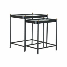 DKD Home Decor Stranska mizica DKD Home Decor Black Metal Crystal (2 kosa)