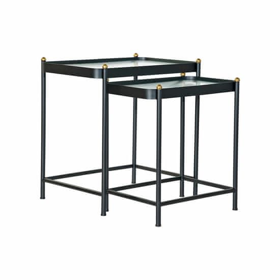 DKD Home Decor Stranska mizica DKD Home Decor Black Metal Crystal (2 kosa)