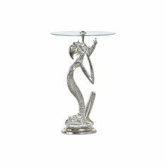 DKD Home Decor Stranska mizica DKD Home Decor Transparent Aluminium Crystal Silver (46 x 46 x 72 cm)