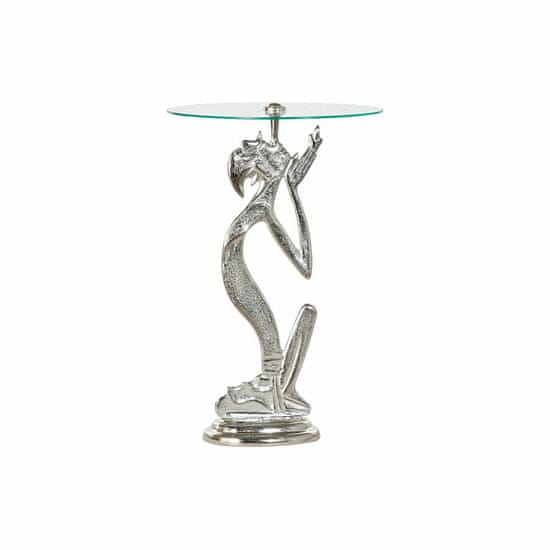 DKD Home Decor Stranska mizica DKD Home Decor Transparent Aluminium Crystal Silver (46 x 46 x 72 cm)