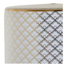 DKD Home Decor Stranska mizica DKD Home Decor Beli porcelan Golden (33 x 33 x 42 cm)