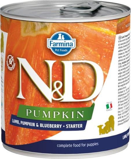 N&D N&amp;D PUMPKIN Pes cons. Jagnječje in buče ter borovnice za začetek 285 g