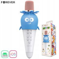 Forever Bloom AMS-200 mikrofon & zvočnik, karaoke, Bluetooth, LED, moder