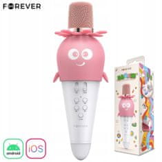 Forever Bloom AMS-200 mikrofon & zvočnik, karaoke, Bluetooth, LED, roza - rabljeno