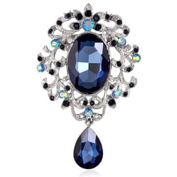 shumee Baročna broška z modrimi cirkoni
