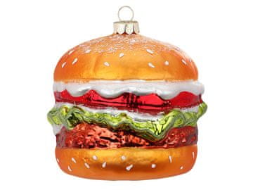 LAALU.cz Božični stekleni okrasek Cheesburger 10 cm