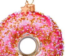 LAALU.cz Božični stekleni okrasek Donut roza 11 cm