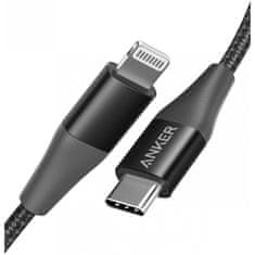 Anker PowerLine+ II kabel, USB-C na LTG, 0.9 m, črn