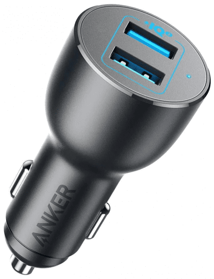 Anker PowerDrive III avto polnilec, 2-portni, 36 W, črn