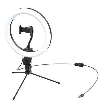 BASEUS Livestream nosilec - namizni stativ, lahki obroč 10'' (črn)