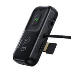 BASEUS Transmiter FM T typed S-16, AUX, Bluetooth 5.0, 2x USB, microSD, 3A, črn