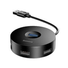 BASEUS Hub 4w1 USB do USB 3.0 + 3x USB 2.0 15cm črn