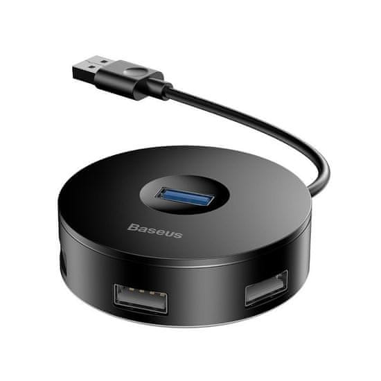 BASEUS Hub 4w1 USB do USB 3.0 + 3x USB 2.0 15cm črn
