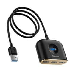 BASEUS Adapter USB 4w1 Square Round, HUB USB 3.0 do 1x USB 3.0 + 3x USB 2.0, 1m siv