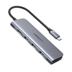 Ugreen Adapter 5w1 Hub USB-C do 3 portów USB3.0-A Hub + HDMI + TF/SD siv