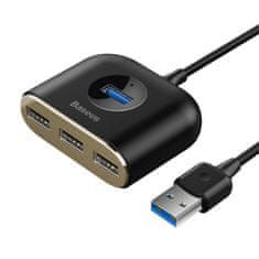 BASEUS Adapter USB 4w1 Square Round, HUB USB 3.0 do 1x USB 3.0 + 3x USB 2.0, 1m siv