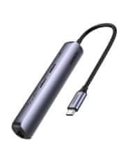 Ugreen Adapter 5w1 CM418 Hub USB-C do 2x USB 3.0, HDMI, RJ45, USB-C siv