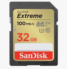 SanDisk Extreme SDHC spominska kartica, 32 GB, C 10, UHS-I, U3, V30, 100/60 MB/s (SDSDXVT-032G-GNCIN)