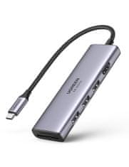 Ugreen Adapter 5w1 CM511 Hub USB-C do 3 portów USB3.0 + HDMI + TF/SD siv